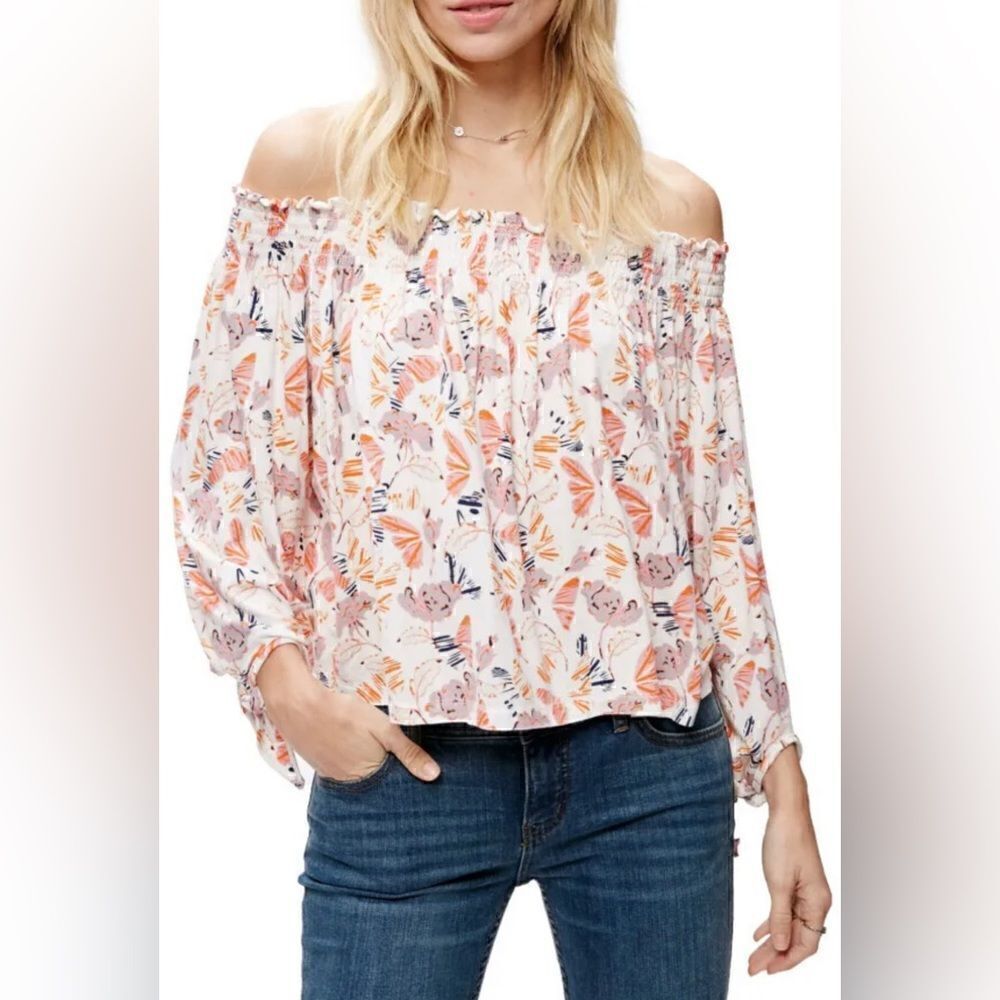 Free People Off the Shoulder Top Lexington Floral Size Small‎